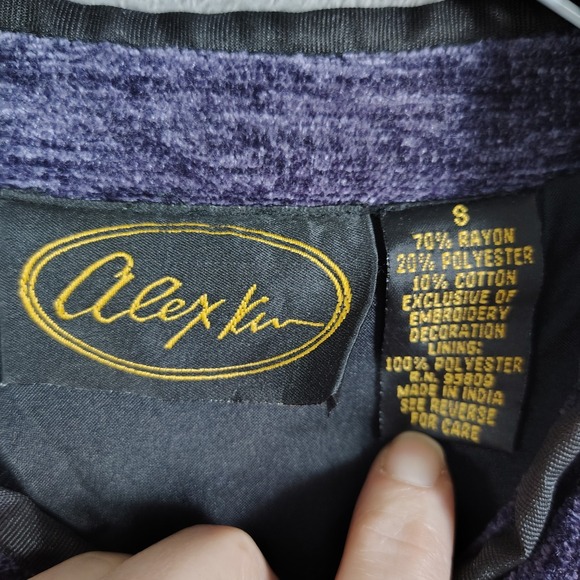 Vintage Alex Kim Tapestry Patchwork Jacket Embroidered Womens‎ S Purple Artsy - Picture 10 of 11